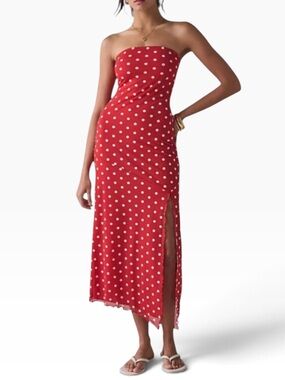 URBAN OUTFITTERS SAMARA MESH STRAPLESS MIDI DRESS